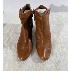 Sam Edelman Saige Ankle Booties Leather Size 7.5 Brown Side Zip Preloved